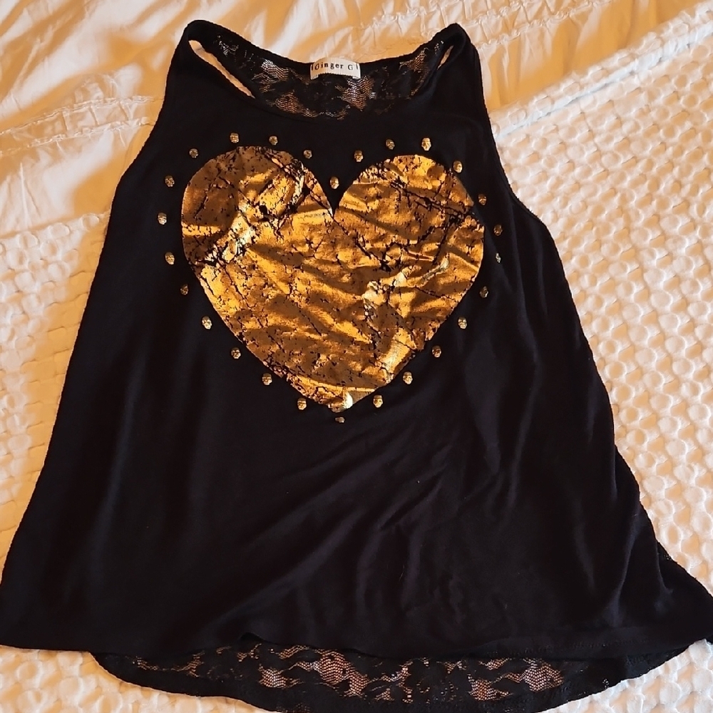 Ginger G Black Lace Detail Top Med